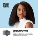 Hair dryer nozzle with stretching comb attachment for smooth, straight styling