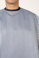 Betty Dain Seersucker Barber Cape w/ Snap Closure - Black & White