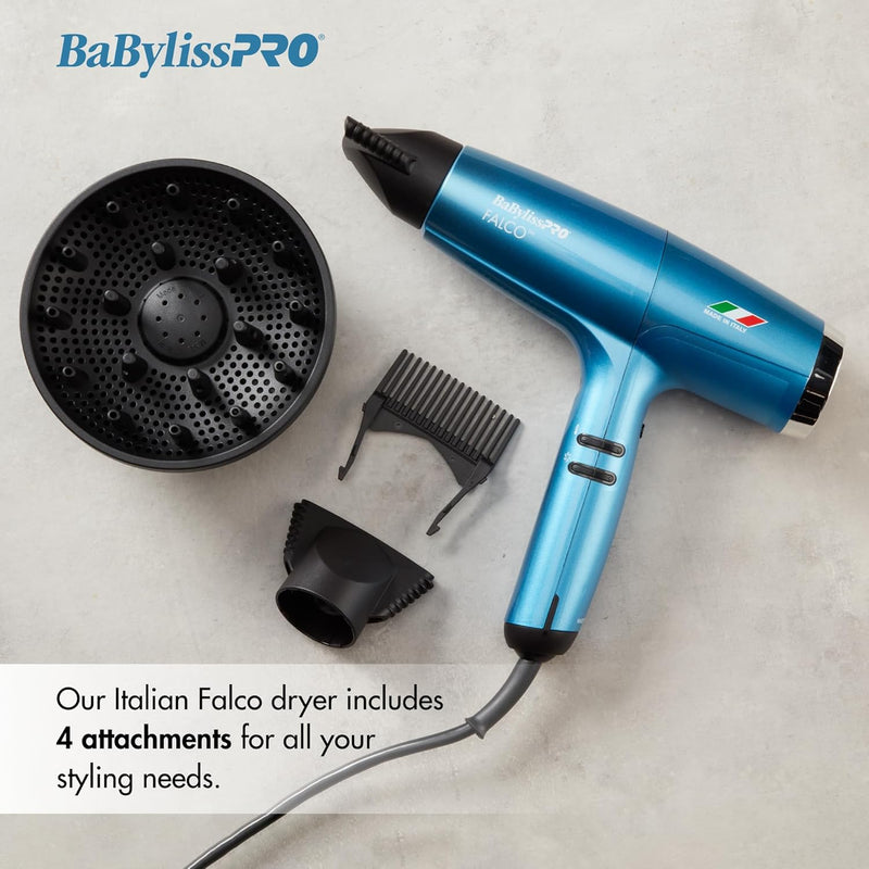 BaBylissPRO Nano Titanium Professional Italian High-Speed Falco Hair Dryer - Black (BNT8550B)