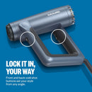 Gray professional hair dryer with concentrator nozzle and cool shot buttons