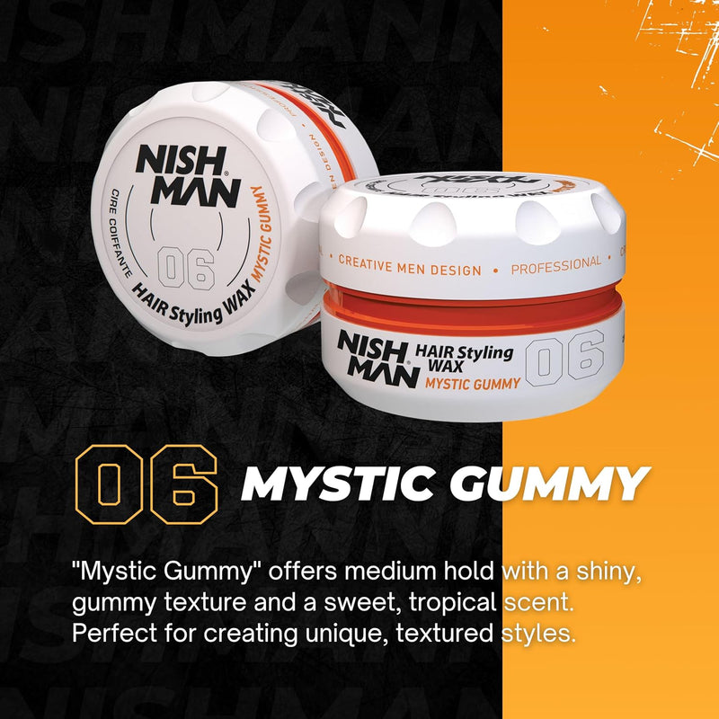 Nishman 06 Mystic Gummy Flexible Hold High Shine Styling Wax - Peach Fruit (150ml/5oz)