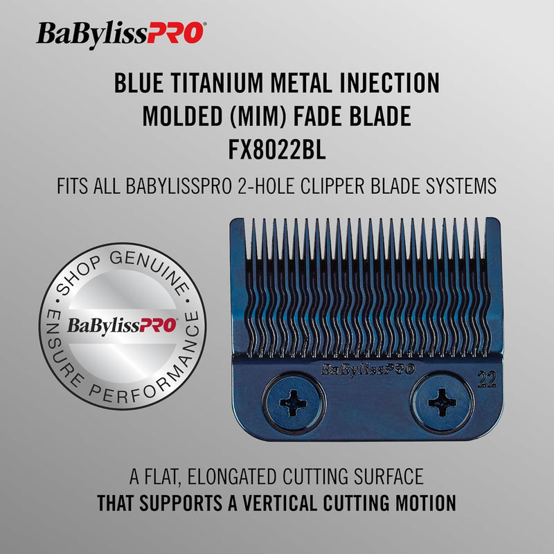 BaBylissPRO Blue Titanium Metal-Injection Molded Precision Fade Blade (FX8022BL)