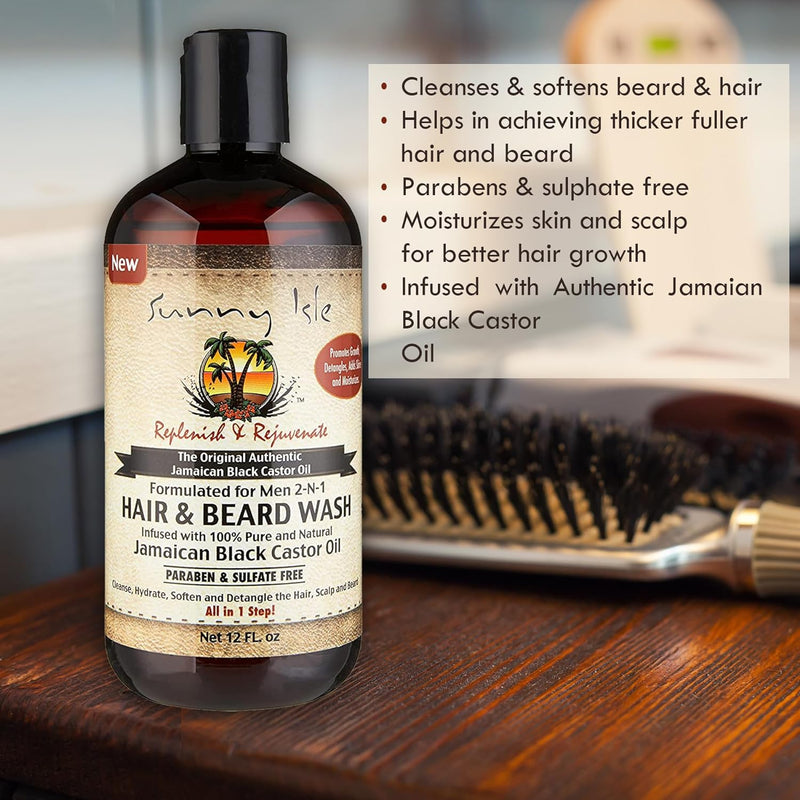 Sunny Isle Jamaican Black Castor Oil Formulated Just For Men 2-N-1 Hair & Beard Wash (360ml/12oz)