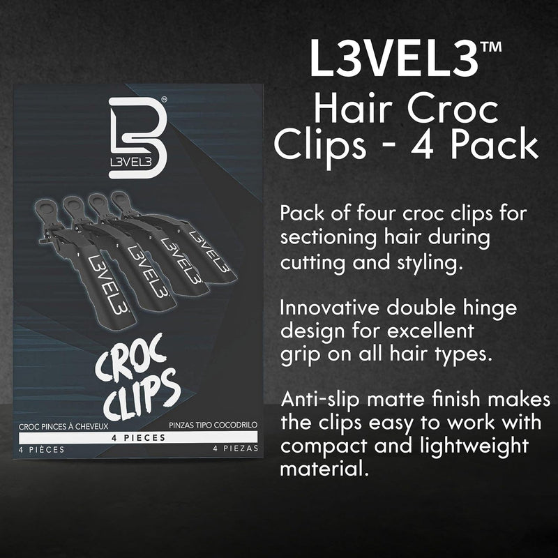 L3VEL3 Croc Hair Clips 4pk - Black