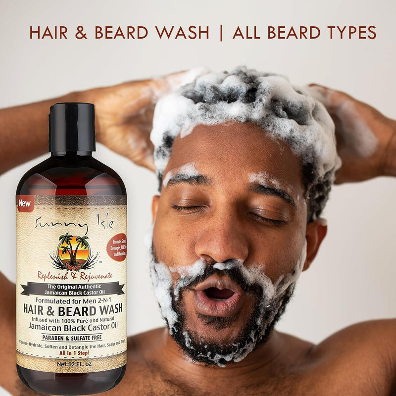 Sunny Isle Jamaican Black Castor Oil Formulated Just For Men 2-N-1 Hair & Beard Wash (360ml/12oz)