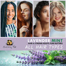 Lavender Mint hair butter branding panel with product label and lavender-mint theme