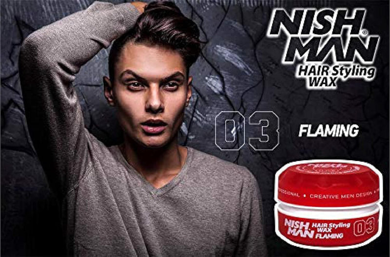 Nishman 03 Flaming Cherry Red Strong Hold Light Shine Styling Wax - Mango Fruit (150ml/5oz)