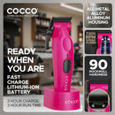 Cocco Hyper Veloce Pro Cordless Clipper w/ Digital Gap Ambassador Graphene Taper Blade + Charging Stand - Limited Edition Pink (CHVPC-PINK)