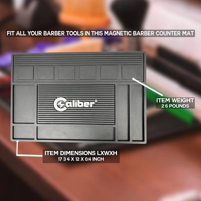 Caliber Magnetic Barber Station Mat w/ 6 Magnetic Spaces for Clippers