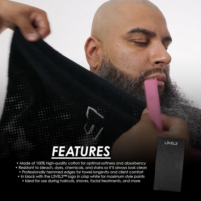 L3VEL3 Premium Shaving Towel - Black