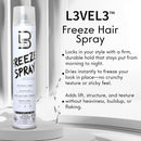L3VEL3 Freeze Hair Spray can with black cap and white label, front view