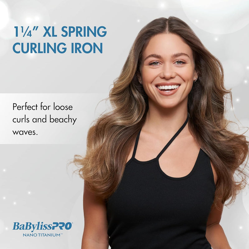 BaBylissPRO Limited Edition Black & Blue Nano Titanium Extended Barrel Curling Iron - 1.25" (BNTWMB125XLUC)