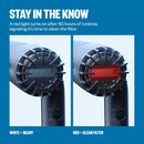 Hair dryer airflow grille with red clean-filter indicator light on
