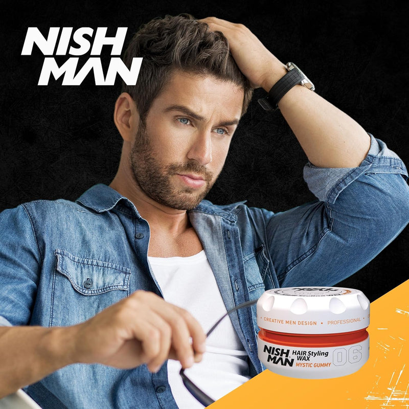 Nishman 06 Mystic Gummy Flexible Hold High Shine Styling Wax - Peach Fruit (150ml/5oz)