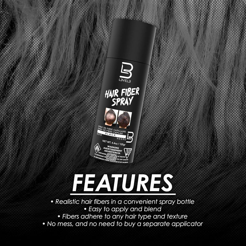 L3VEL3 Black Hair Fiber Spray (125g/4.4oz)