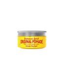 Yellow Samurai Spirit original pomade jar with silver ribbed lid, 150ml.