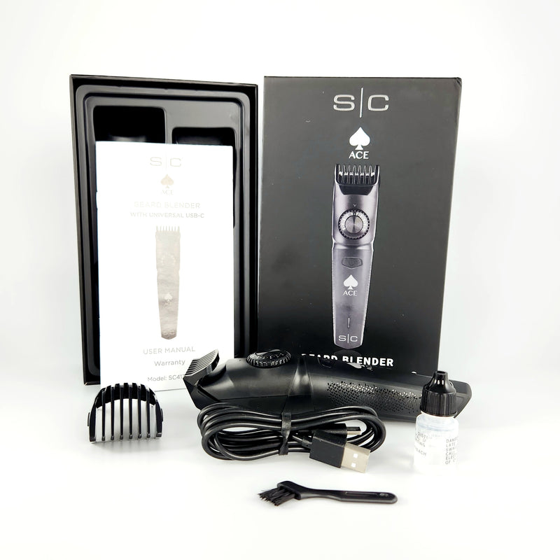 StyleCraft Ace Professional Cordless Beard Blender Trimmer w/ USB-Charging (SC413B)