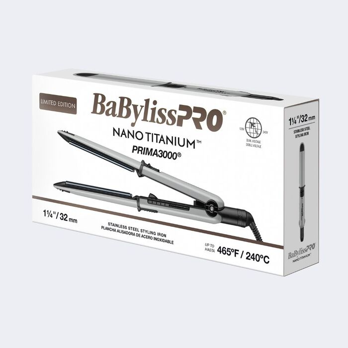 BaBylissPRO Limited Edition 1.25" Nano Titanium Prima 3000 Styling Flat Iron - Grey (BNT3000TGY)