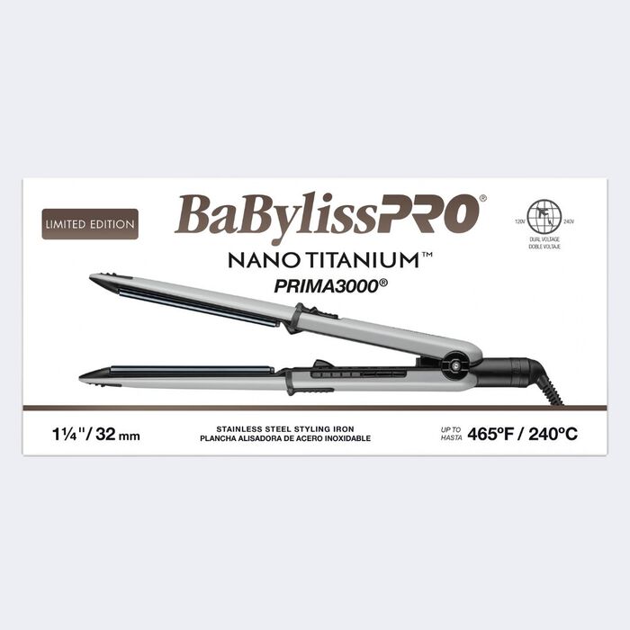 BaBylissPRO Limited Edition 1.25" Nano Titanium Prima 3000 Styling Flat Iron - Grey (BNT3000TGY)