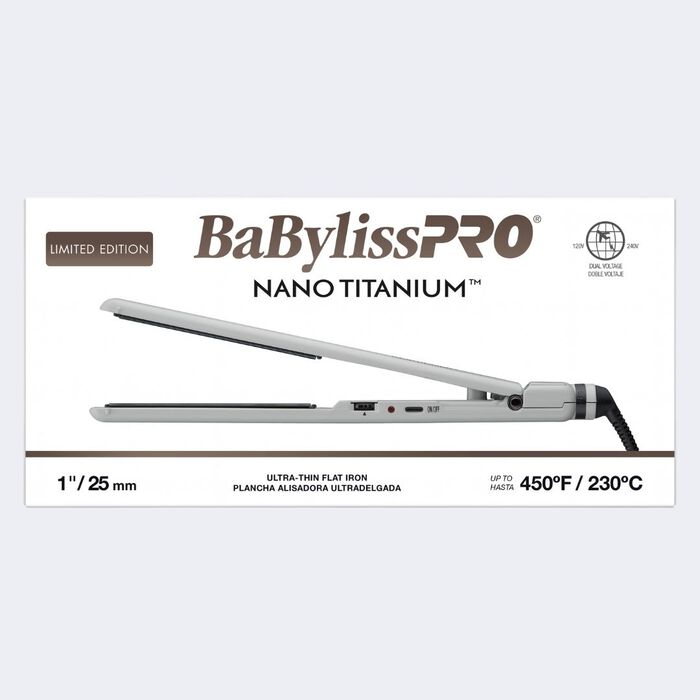 BaBylissPRO Limited Edition 1" Nano Titanium Ultra-Thin Flat Iron - Grey (BNT4072TGY)