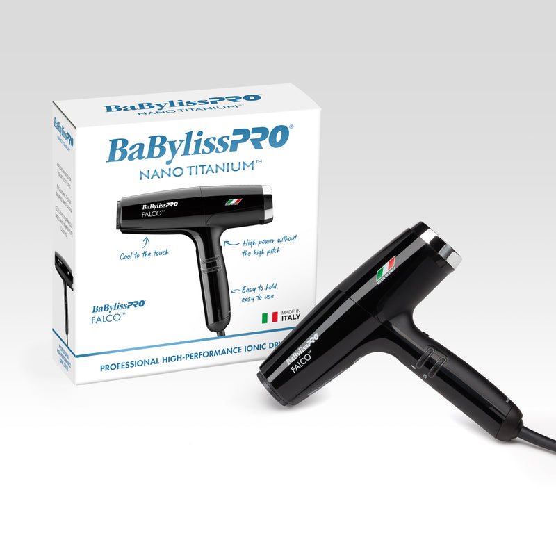 BaBylissPRO Nano Titanium Professional Italian High-Speed Falco Hair Dryer - Black (BNT8550B)