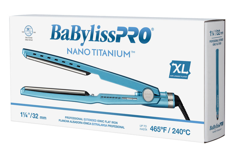 BaBylissPRO Nano Titanium Extended Ionic Flat Iron - 1 1/4" (BNT9091TXL)