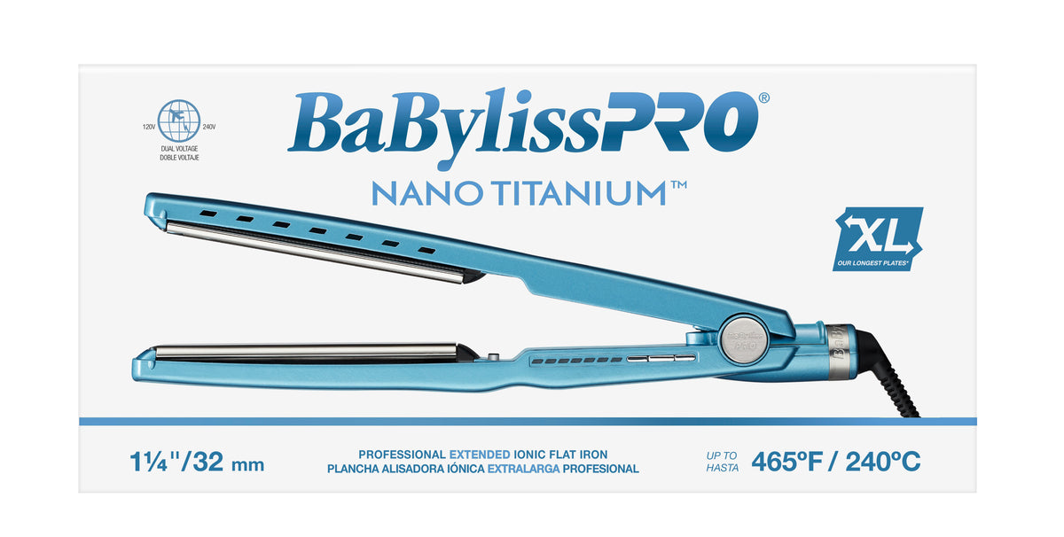 BaBylissPRO Nano Titanium Extended Ionic Flat Iron - 1 1/4 