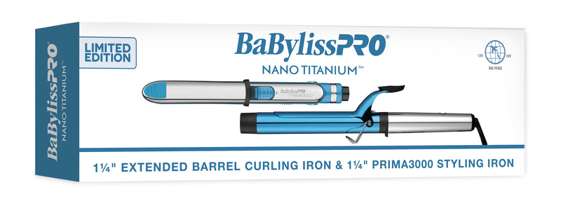 Babyliss PRO Nano Titanium 1 1/4" Extended Barrel Curling Iron & 1 1/4" Prima 3000 Flat Iron Value Pack (BNTPP54UC)