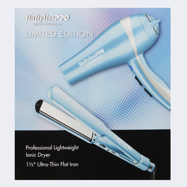 BaBylissPRO Limited Edition Nano Titanium Hair Dryer & 1.5" Ultra-Thin Flat Iron Value Set (BNTPP58-24)