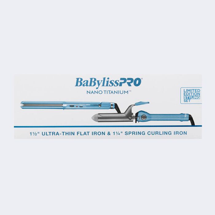 BaByliss PRO Nano Titanium Limited Edition 1.5" Ultra-Thin Flat Iron (BNT4073TUC) + 1.25" Spring Curling Iron (BNT125S) Value Pack (BNTPP69)