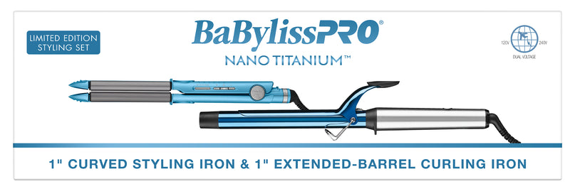 BaBylissPRO Limited Edition 1" Curved Styling Iron & 1" Extended- Barrel Curling Iron Styling Set (BNTPP76)