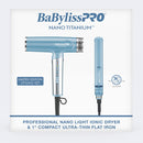 BaBylissPRO Limited Edition Nano Titanium Nano Light Ionic Dryer & 1" Compact Ultra-Thin Flat Iron Value Set (BNTPP79)