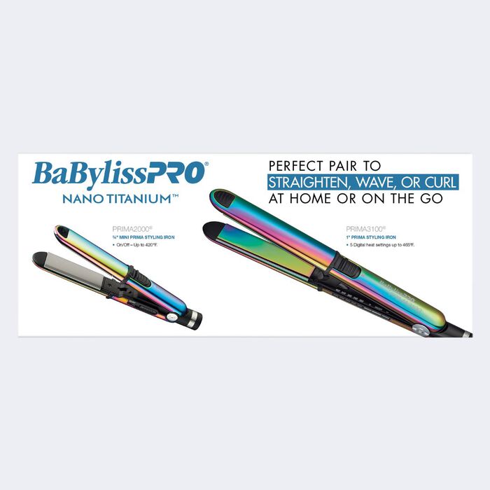 BaBylissPRO Nano Titanium Limited Edition Iridescent 3/4" & 1" Prima Stainless Steel Styling Flat Iron Value Set (BNTPPRB75)