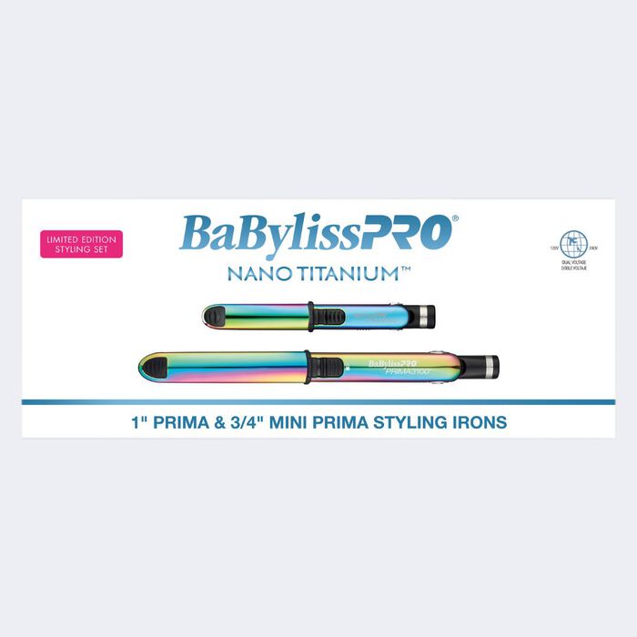 BaBylissPRO Nano Titanium Limited Edition Iridescent 3/4" & 1" Prima Stainless Steel Styling Flat Iron Value Set (BNTPPRB75)