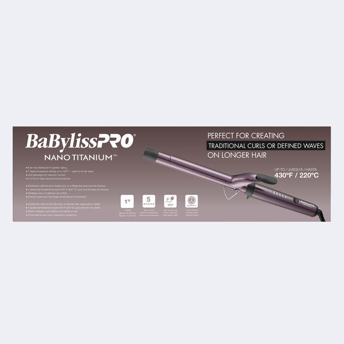 BaBylissPRO Limited Edition Nano Titanium Nightfall Extended Barrel Curling Iron - 1" (BNTWP100XLUC)