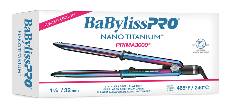 BaByliss PRO Limited Edition Iridescent Nano Titanium Prima Stainless Steel Flat Iron