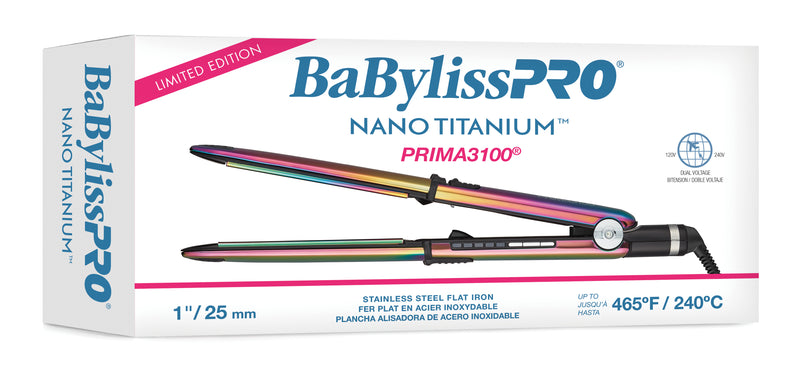 BaByliss PRO Limited Edition Iridescent Nano Titanium Prima Stainless Steel Flat Iron