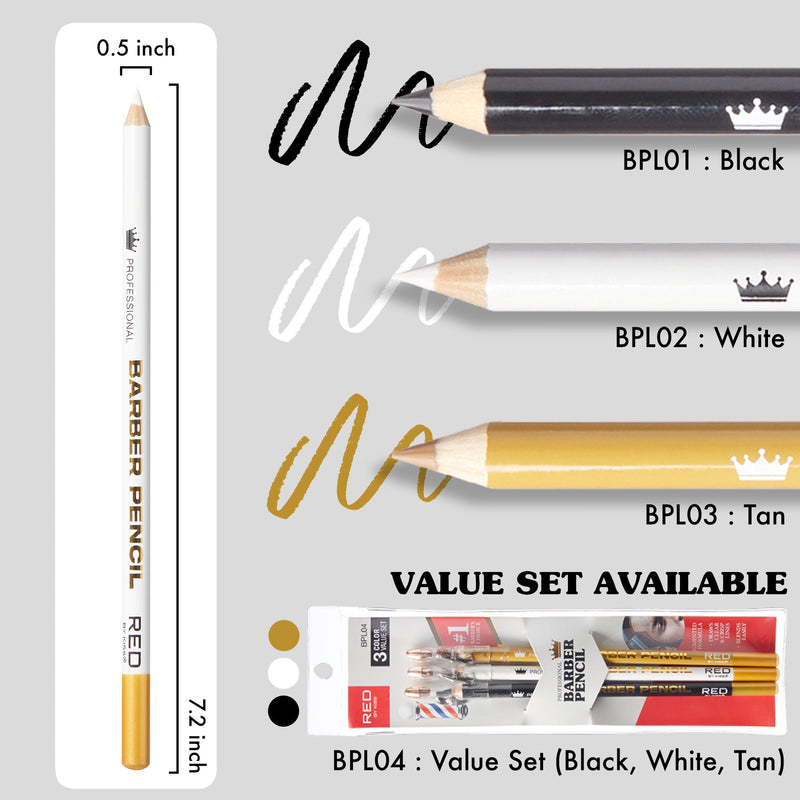 RED by KISS Barber Pencil Hairline Edge Liner Set w/ Built-In Sharpener (3pk)