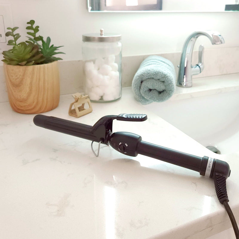 StyleCraft Black Gold Professional Curling Iron w/ Ceramic Barrel