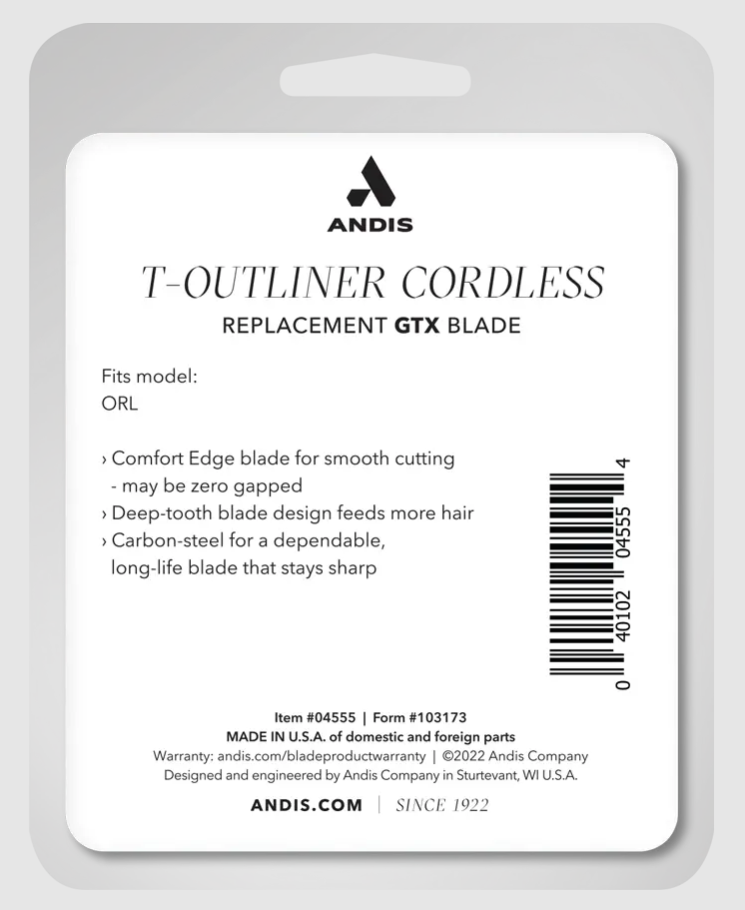 Andis Cordless T-Outliner Li Carbon Steel Deep Tooth GTX Blade (04555)