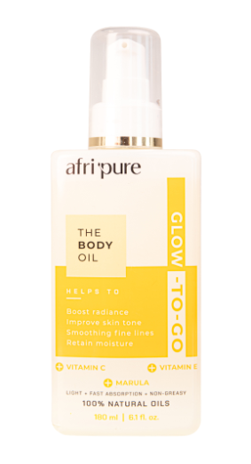 Afri Pure Glow-To-Go 100% Natural Body Oil w/ Vitamin C, E & Marula (180ml/6.1oz)