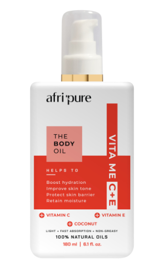 Afri Pure Vita Me C+E 100% Natural Body Oil w/ Vitamin C, E, & Coconut (180ml/6oz)