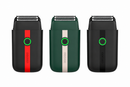 Electric foil shavers in black/red, green/white, and black color options