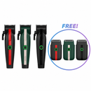 Cordless hair clipper display with multiple colors and green power lights