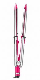 Pink and silver flat iron with 1.25 in stainless steel plates