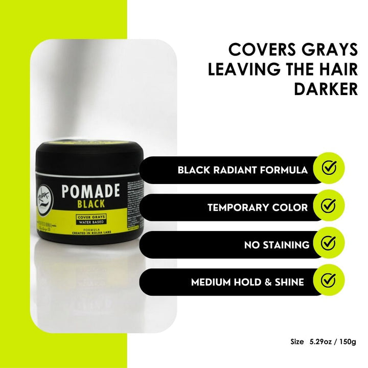 Rolda Water Based Medium Hold Medium Shine Black Pomade (150g/5.29oz)