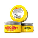 Immortal NYC Samurai Spirit original matte pomade jar with yellow lid, 150ml.