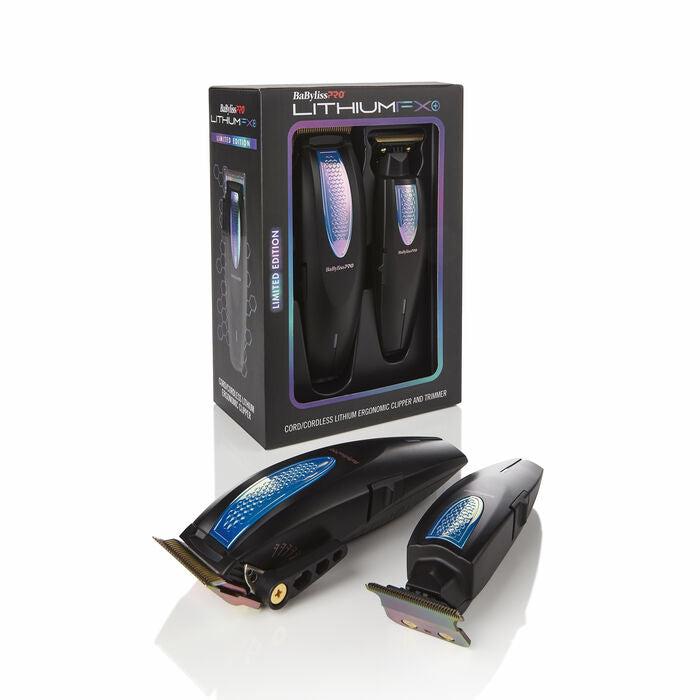 BaBylissPRO Limited Edition Iridescent Lithium FX+ Cord/Cordless Ergonomic Clipper & Trimmer Set (FX73HOLPKRB)