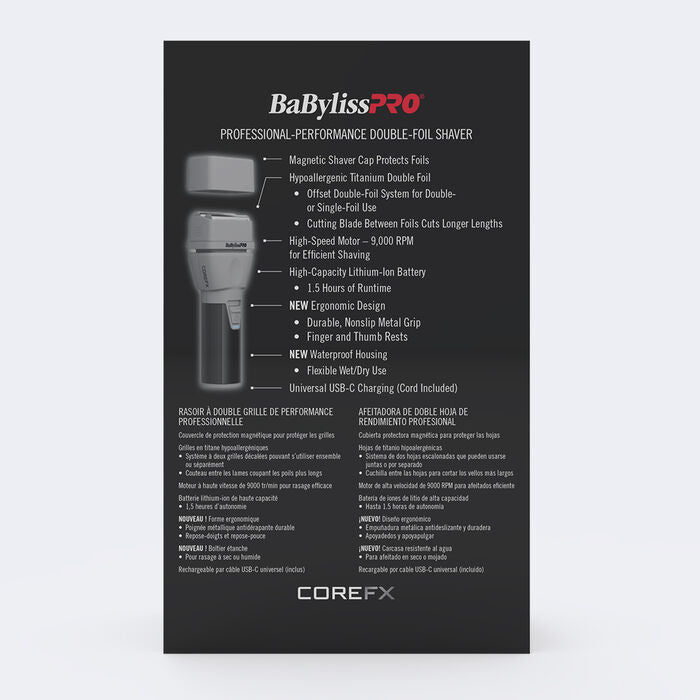 BaBylissPRO CoreFX Cordless Double Foil Shaver (FX75FS2)