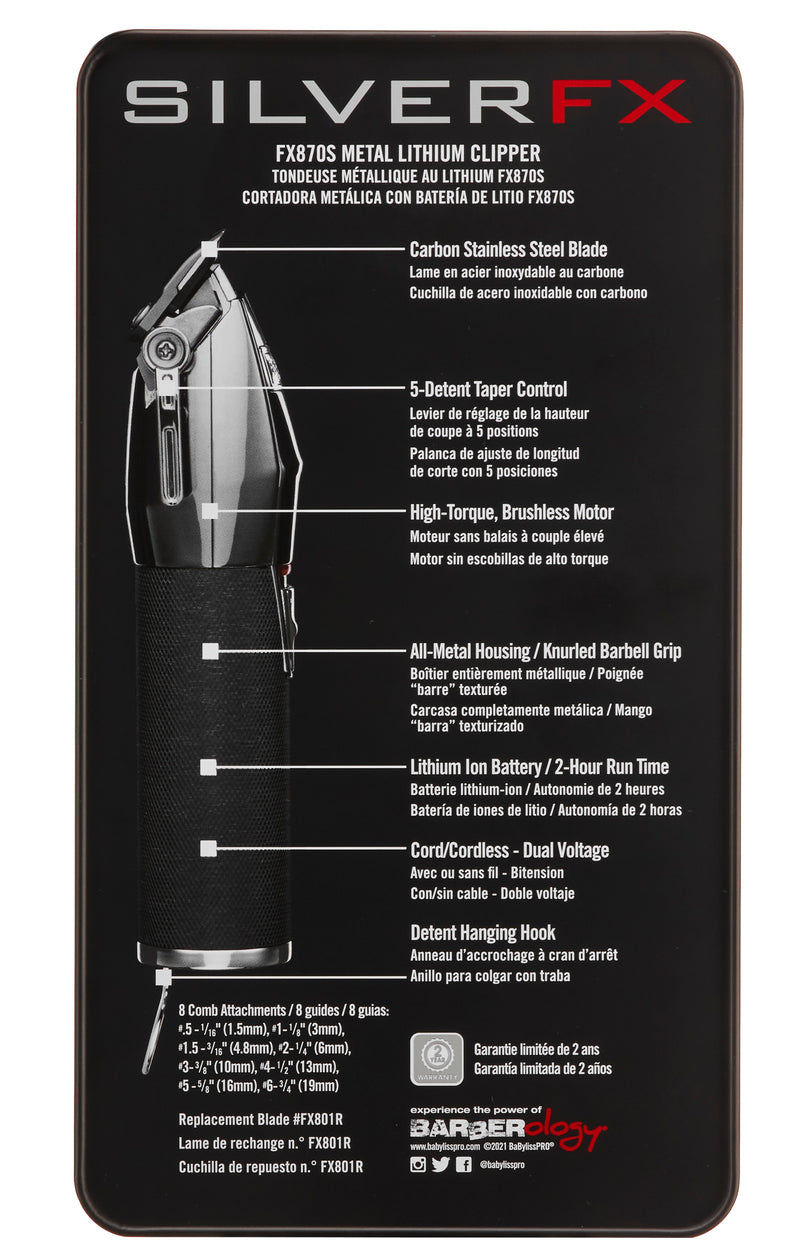 BabylissPRO SilverFX Cordless Clipper (FX870S)